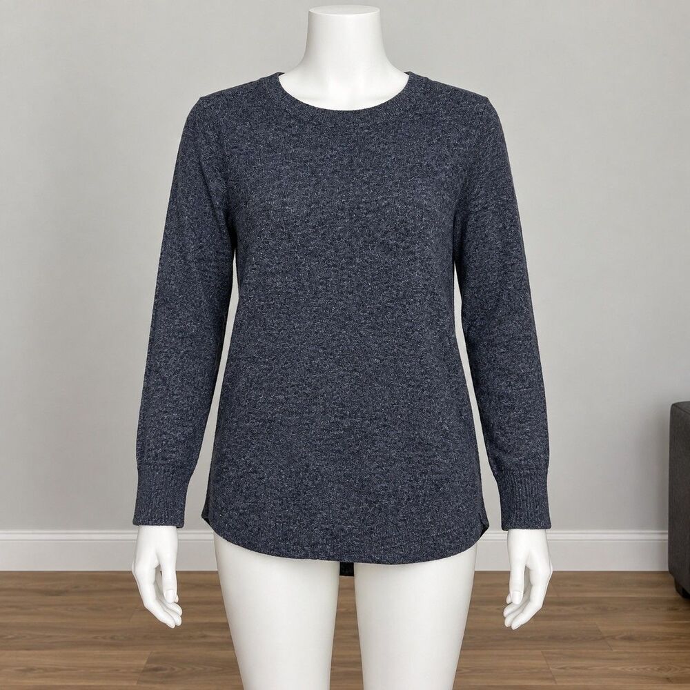 LOFT Womens Small Charcoal Gray Knit Crewneck Pullover Sweater Long Sleeve